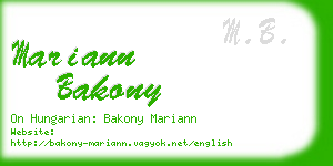 mariann bakony business card